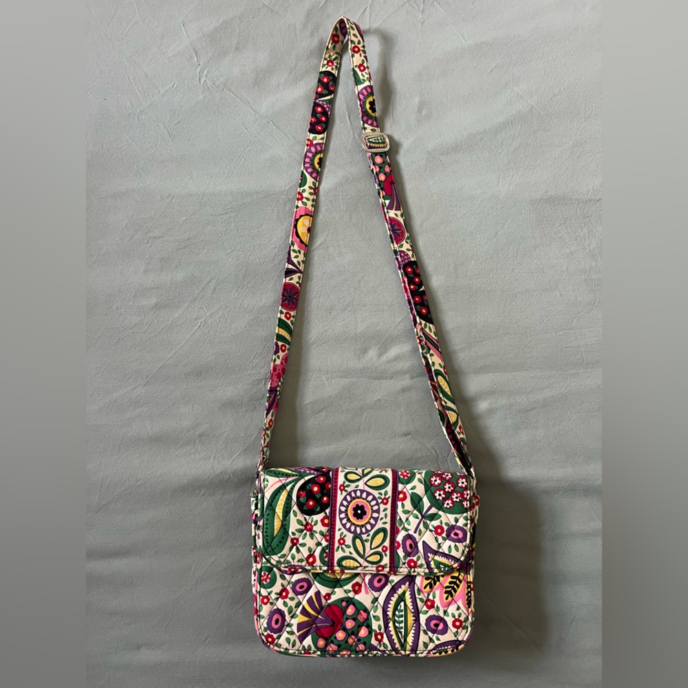 Vera Bradley Floral Crossbody Bag with Quilted Cotton